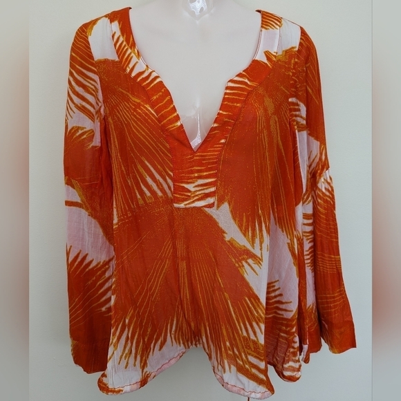 Diane Von Furstenberg Tops - Diane von Furstenberg orange palm tunic top 6 medium